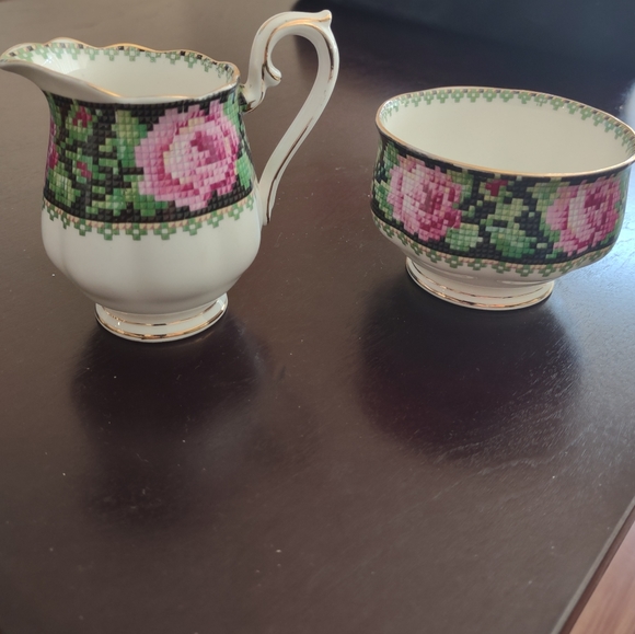 Royal Albert Other - Royal Albert Needle Point Cream and Sugar Bowl.  Beautiful details.